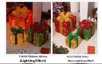 Led Christmas Gift Box Three-piece Set Lighting Chain Scene Layout Decorative Lights by 253444