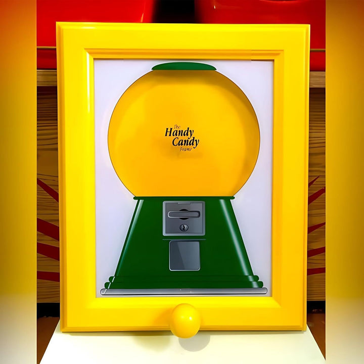 Dispensador de Doces Moldura de Foto Quadrada Amarela em Plastico 30x21cm Ideal para Decoracao de Mesa