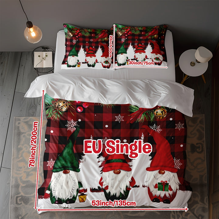 Conjunto Cama Natal Três Peças Capa Edredão Impressão