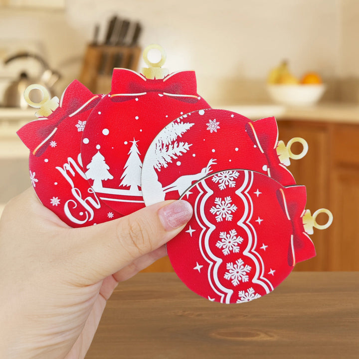 Enfeites De Natal De Madeira Circulares Para Árvore Festiva by Casa Perfeita