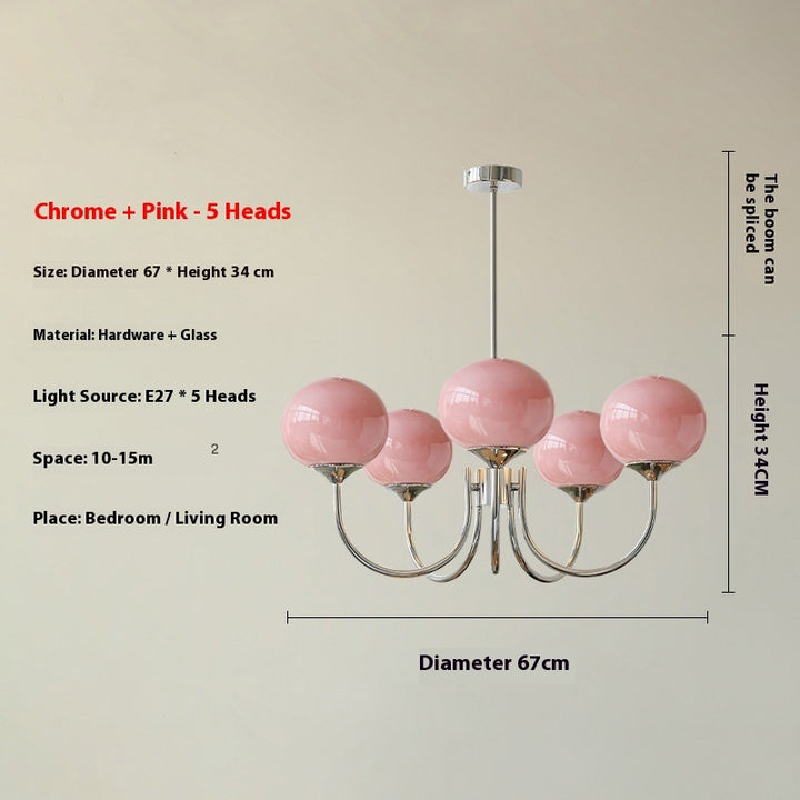 Lustre Retro Quarto Infantil Led Cinco Braços Vidro