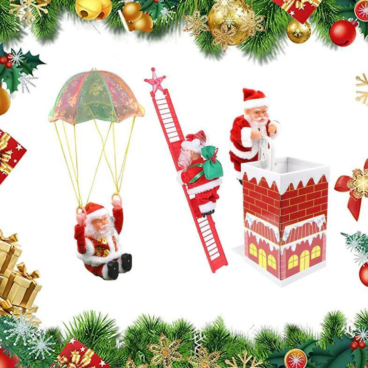 Electric Climbing Chimney Santa Claus Christmas Decoration Figurine Ornament Family New Year Party Santa Claus New Year Gift by 253444