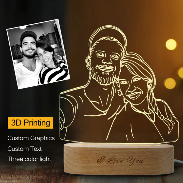 Luminária Noturna 3D Personalizada Foto De Retrato Quarto