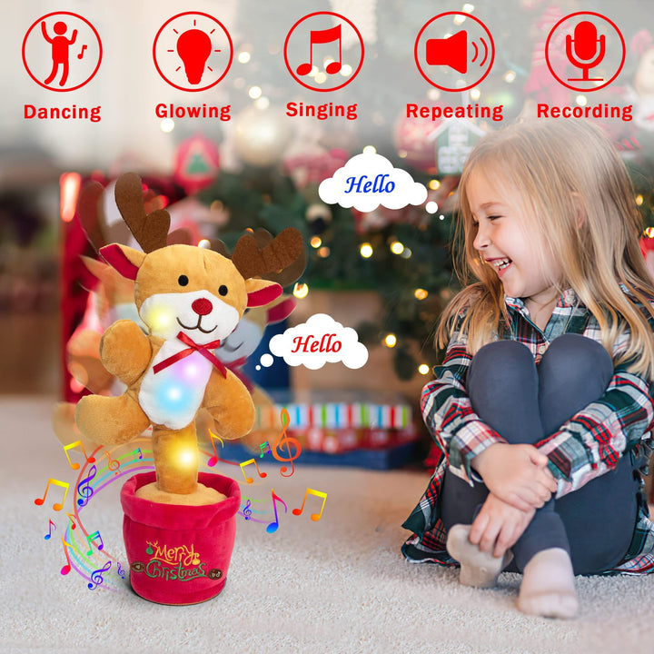 Dancing Christmas Toys Funny Tree Repeat Talking Electronic Plush Toys Can Sing Record Lighten Early Education Funny Gift Christmas by 253444