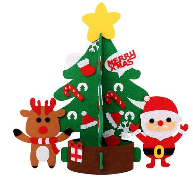 DIY Felt Christmas Tree New Year Toddler Kids Handmade Gift Toys Door Wall Hanging Ornaments Holiday Party Home Decor Set by 253444