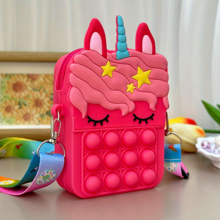 Bolsa Mensageiro Infantil Silicone Unicórnio Compacta