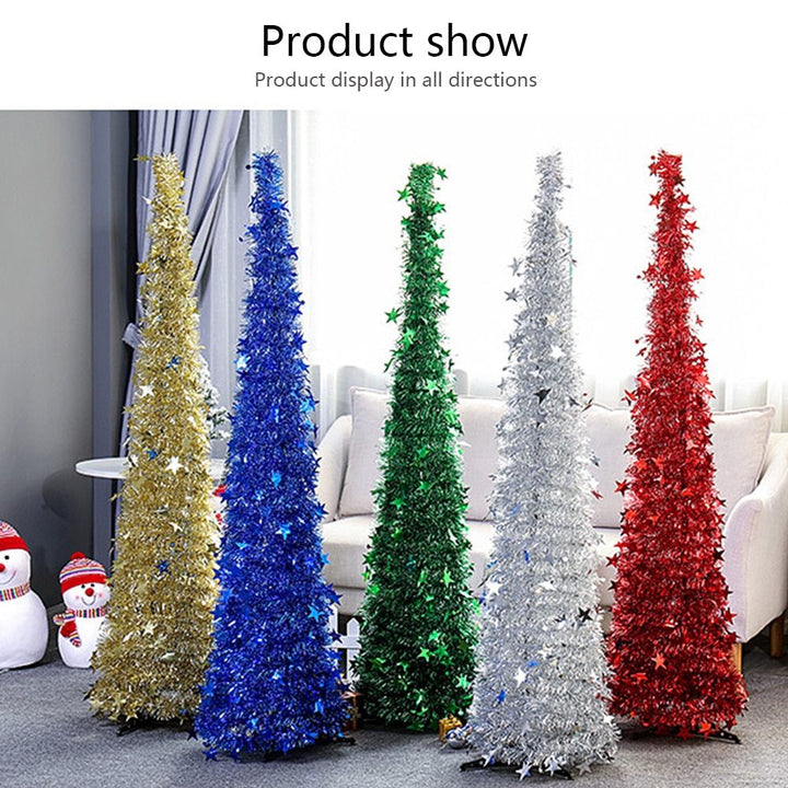 Artificial Tinsel Up Christmas Tree With Stand Gorgeous Collapsible Artificial Christmas Tree For Christmas Decorations by 253444
