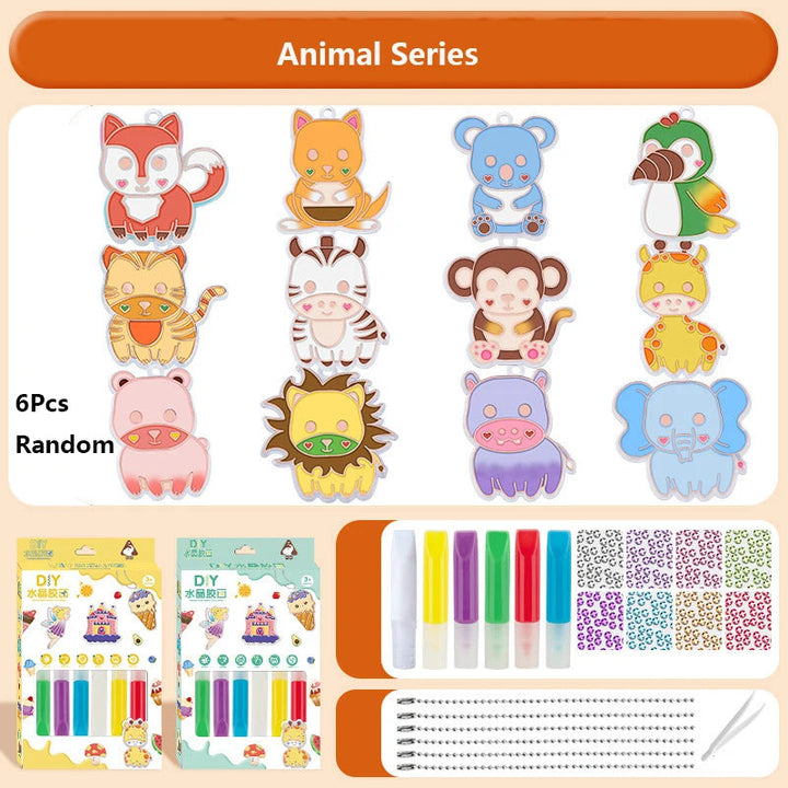 Kit Pintura de Cristal Suncatcher Miuioee Crianças Brilho