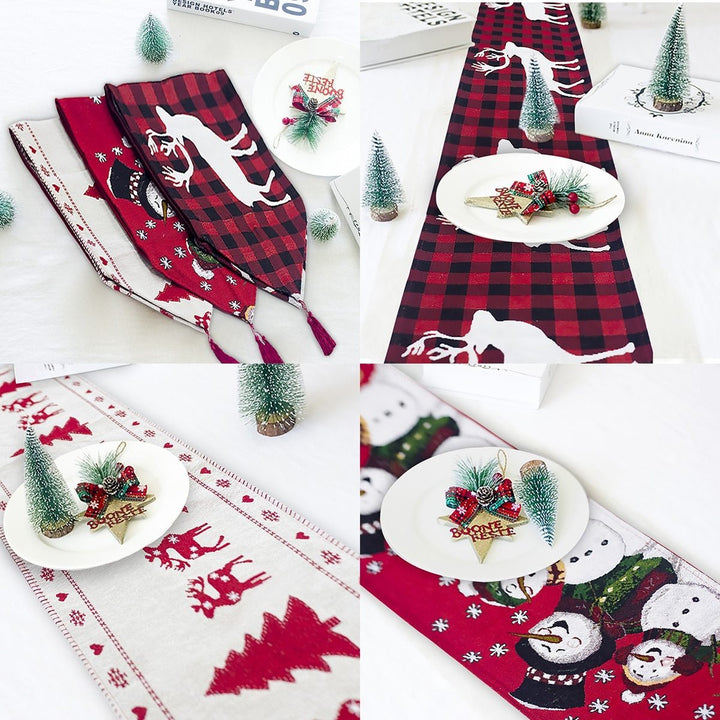 Christmas Elk Snowman Table Runner Merry Christmas Decorations by 253444