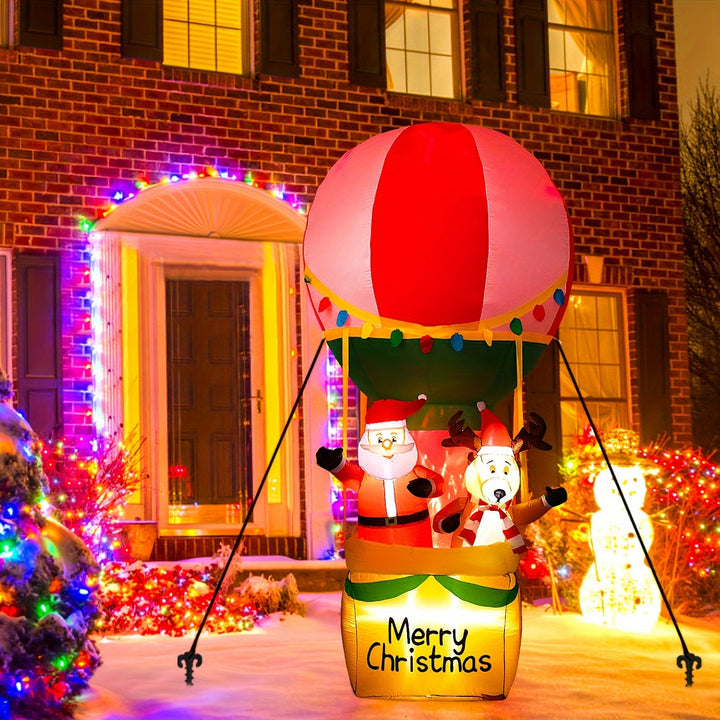 Inflável de Jardim 9ft Natal com Santa e Rena Iluminado