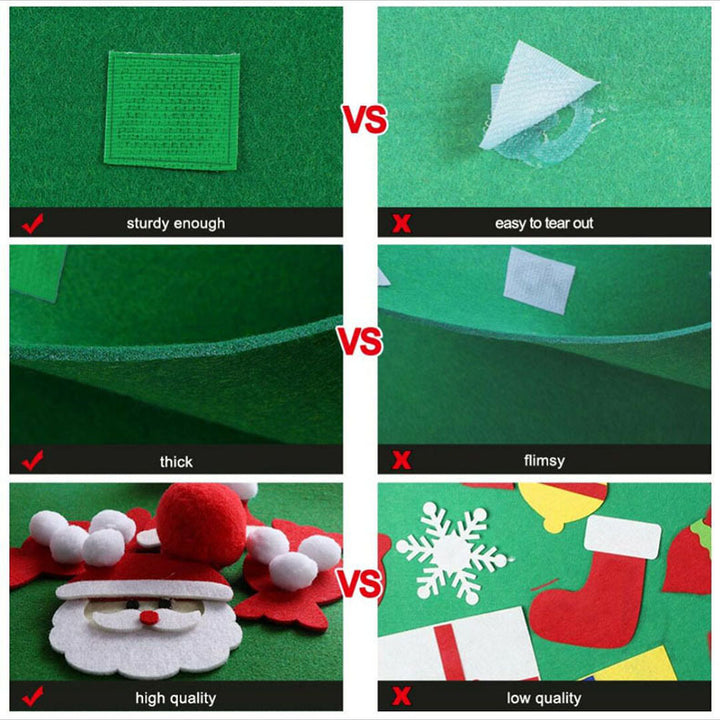 DIY Felt Christmas Tree New Year Toddler Kids Handmade Gift Toys Door Wall Hanging Ornaments Holiday Party Home Decor Set by 253444