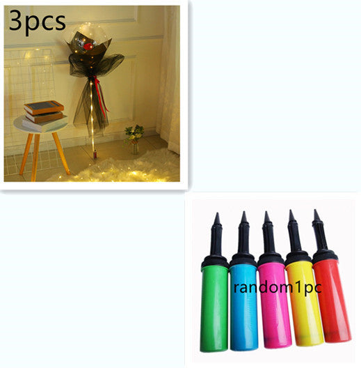 Buquê Rosas Balões LED Luminosos Transparente Bobo Ball