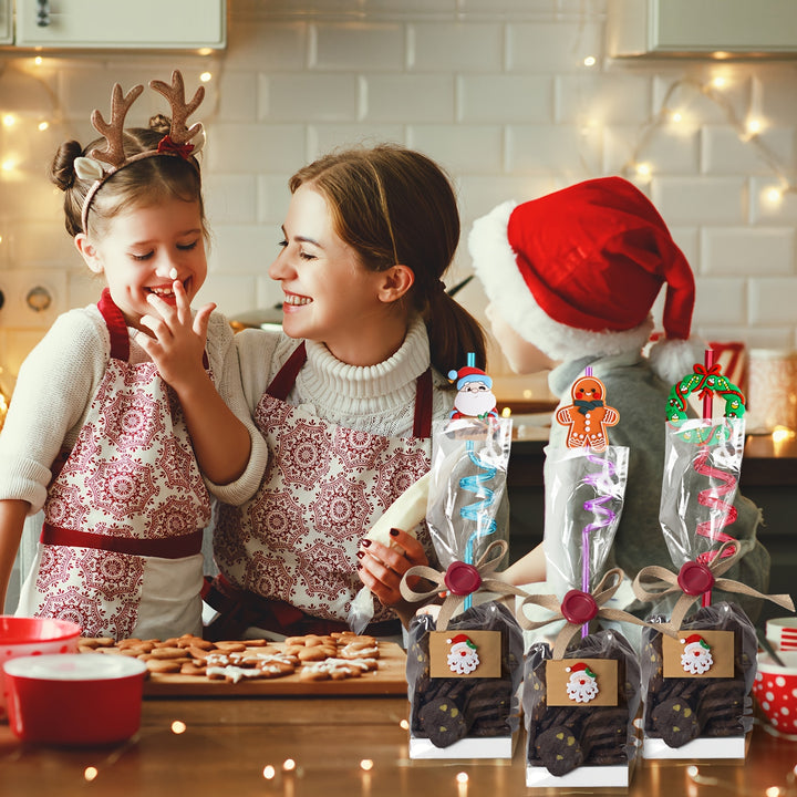 Canudos De Natal Reutilizáveis Com Escovas 24 16 8 Festas