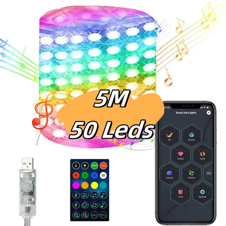 Christmas Light String Remote Control Point Control Line Light String Intelligent Lamp String Ambient Decor Lights by 253444