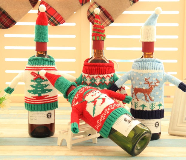 Knitted Christmas Bottle Set by 253444