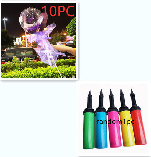 Buquê Rosas Balões LED Luminosos Transparente Bobo Ball