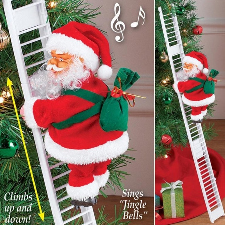 Climbing Ladder Electric Santa Claus Climbing Red Ladder Doll Toy by 253444