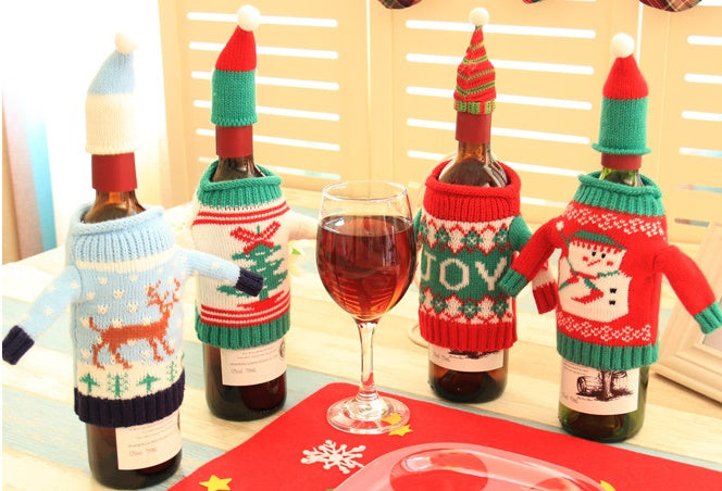 Knitted Christmas Bottle Set by 253444