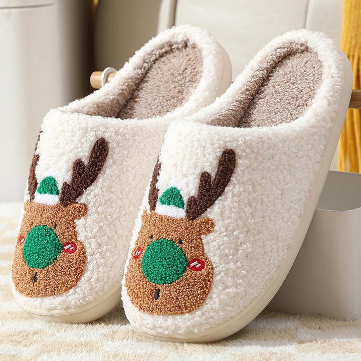Winter Warm Home Christmas Elk Cotton Slippers by 253444