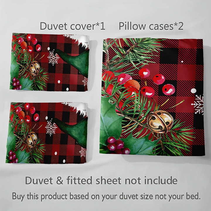 Conjunto Cama Natal Três Peças Capa Edredão Impressão