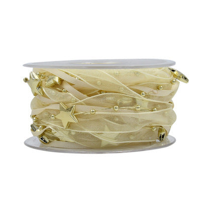 Decorations Red Five-pointed Star Ribbon Bow Christmas Pendant by 253444