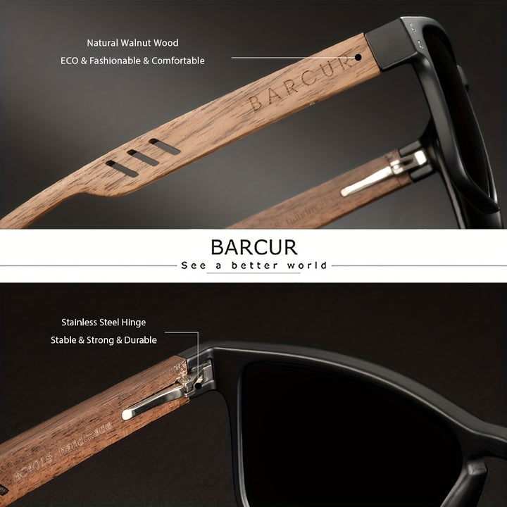 Barcur Óculos De Sol De Madeira Polarizados UV400 Unissexo