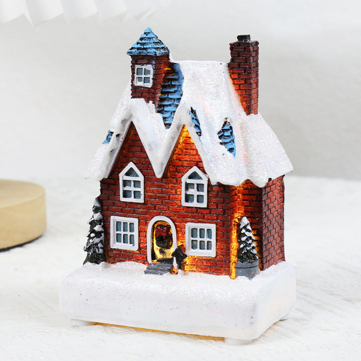 Christmas Decorations Resin Small House Luminous Ornaments by 253444