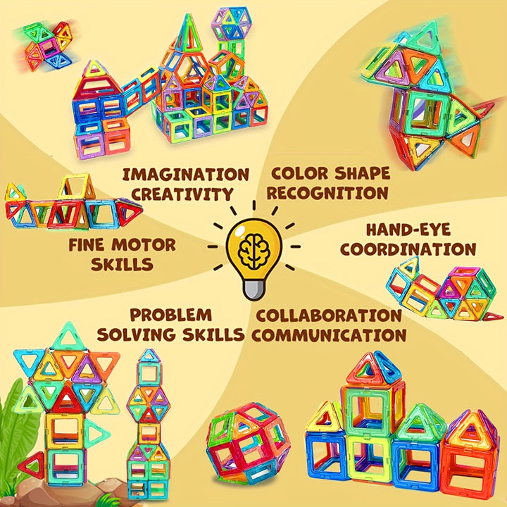 Blocos Magnéticos Grandes Brinquedos STEM Conjunto Educativo