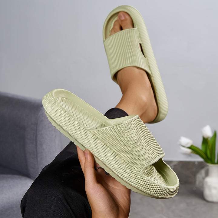 Women's Solid Color Flat Slides, Slip On Soft-sole Minimalist Shoes, Comfy & Casual Summer Light Shoes by Casa Perfeita