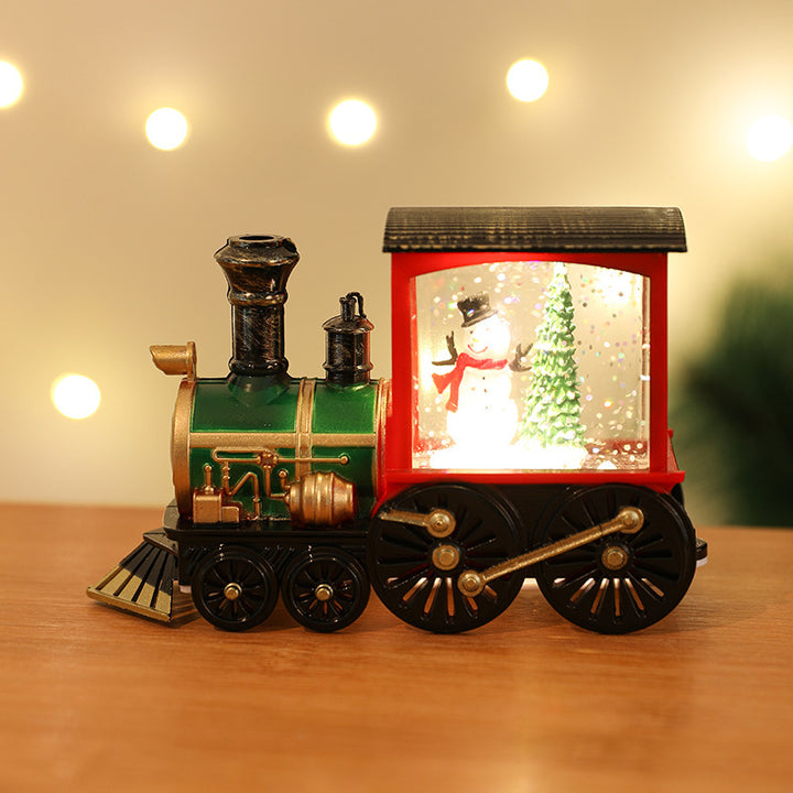 New Christmas Decoration Santa Claus Water Injection Brush Gold Train Decoration Small Night Lamp Christmas Gift by 253444