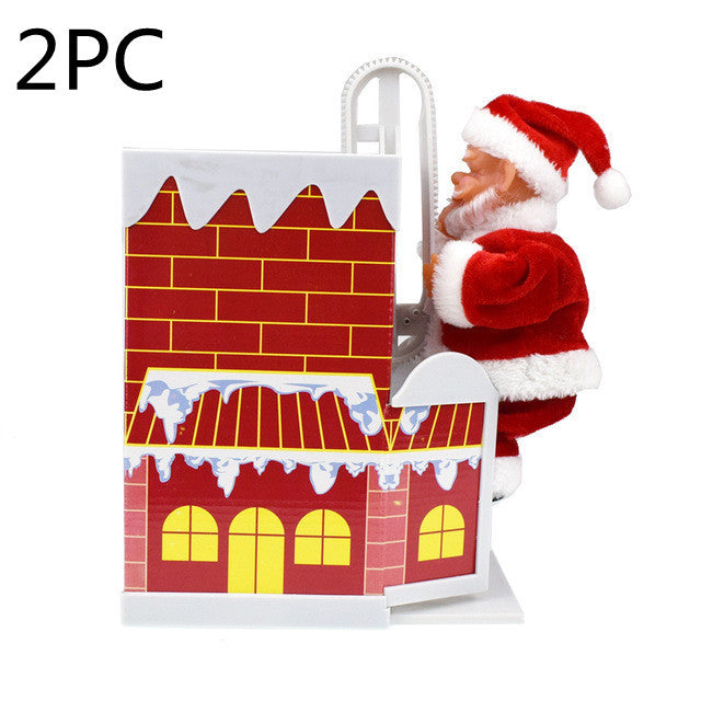 Electric Climbing Chimney Santa Claus Christmas Decoration Figurine Ornament Family New Year Party Santa Claus New Year Gift by 253444