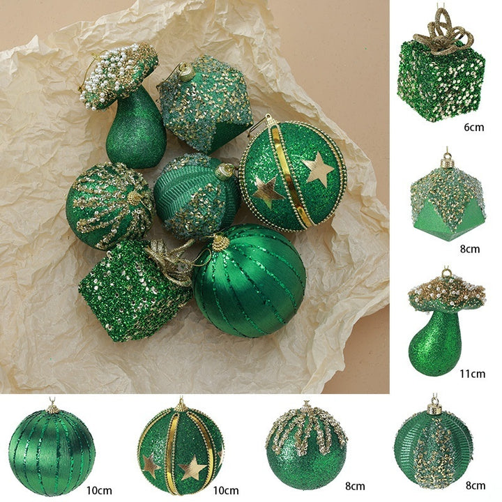 Bolas de Natal Verde Escuro Flocadas Pendentes Decorativas