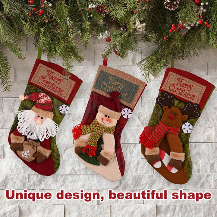 Christmas Stocking Socks Snowman Santa Elk Xmas Fireplace Xmas Tree Ornaments New Year Candy Bag Gift Christmas Decor by 253444