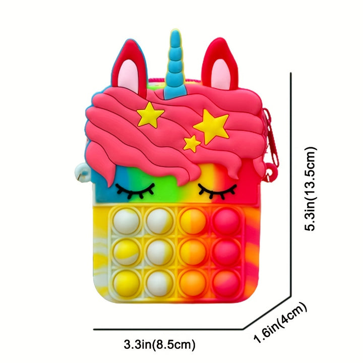 Bolsa Mensageiro Infantil Silicone Unicórnio Compacta