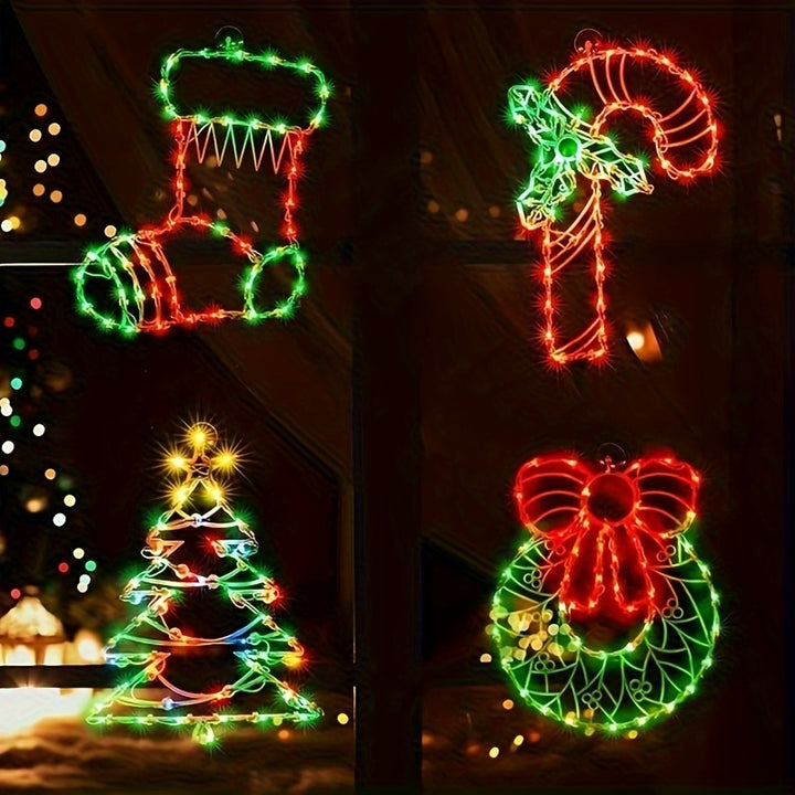 Bengalas Luminosas Conjunto 4 Decoracao Natal Janela Festiva
