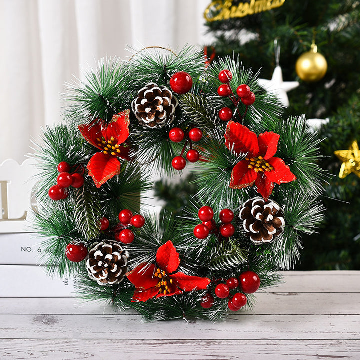 Christmas Artificial Pinecone Red Berries Wreath Front Door Window Decoration by 253444
