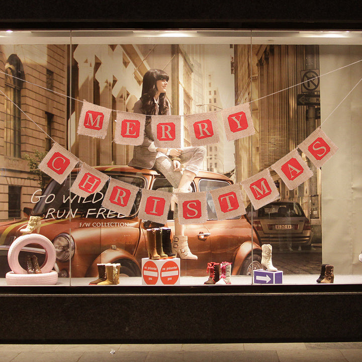 Merry Christmas Sackcloth Flag Christmas Banner Christmas Banner Decoration by 253444