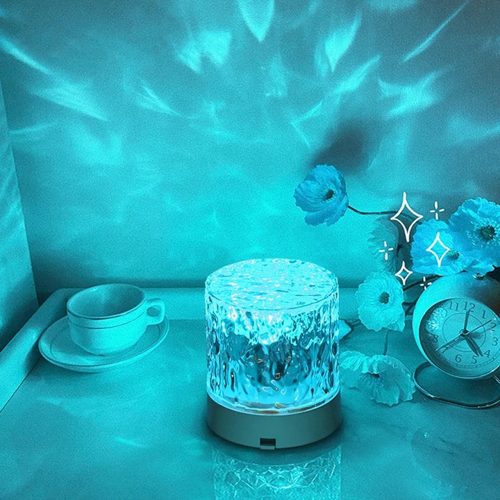 Crystal Lamp Water Ripple Projector Night Light Decoration Home Houses Bedroom Aesthetic Atmosphere Holiday Gift Sunset Lights Home Decor by 253444