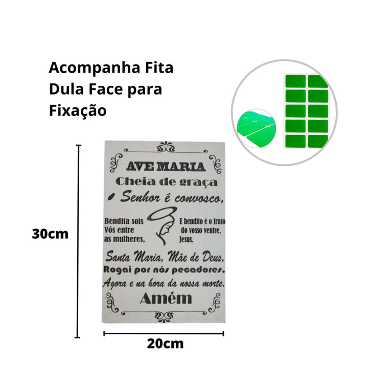 Quadro Oração Ave Maria Gravada a Laser MDF 3mm A4 Casa Perfetta