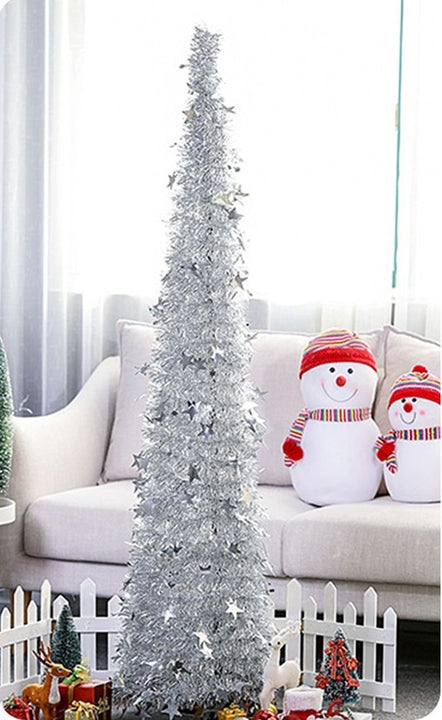 Artificial Tinsel Up Christmas Tree With Stand Gorgeous Collapsible Artificial Christmas Tree For Christmas Decorations by 253444
