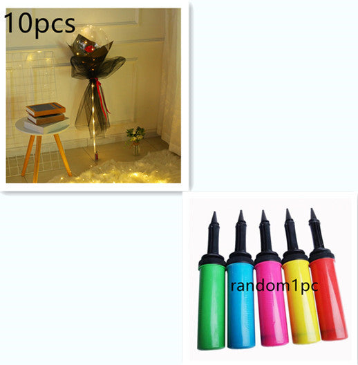 Buquê Rosas Balões LED Luminosos Transparente Bobo Ball