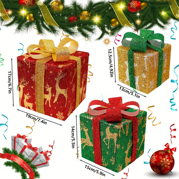 Conjunto 3 Caixas de Presente Luminosas de Natal para Casa by Casa Perfeita