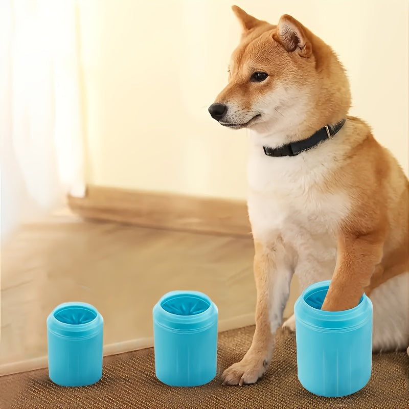 Portable Silicone Pet Paw Cleaner Cup for Dogs & Cats - Soft Bristle Brush, Non-Electric, PP Material, Blue - Ideal for Keeping Your Pet's Paws Clean Indoors, Dog Paw Cleaner by Casa Perfeita