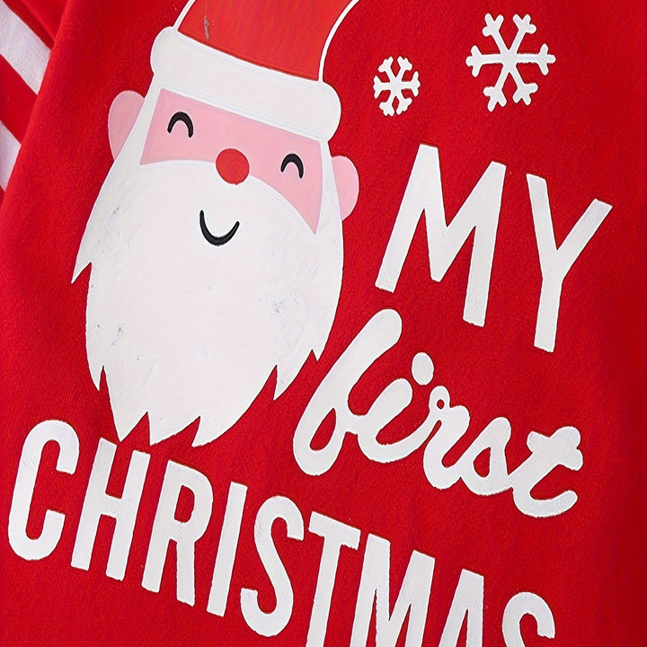 Conjunto Bebê Natal 3 Peças Casual Com Boné Papai Noel