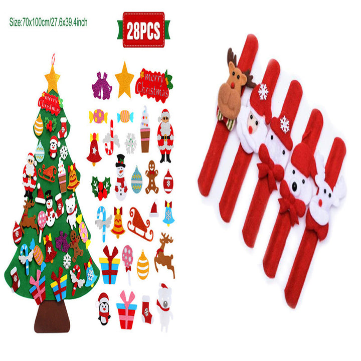 DIY Felt Christmas Tree New Year Toddler Kids Handmade Gift Toys Door Wall Hanging Ornaments Holiday Party Home Decor Set by 253444