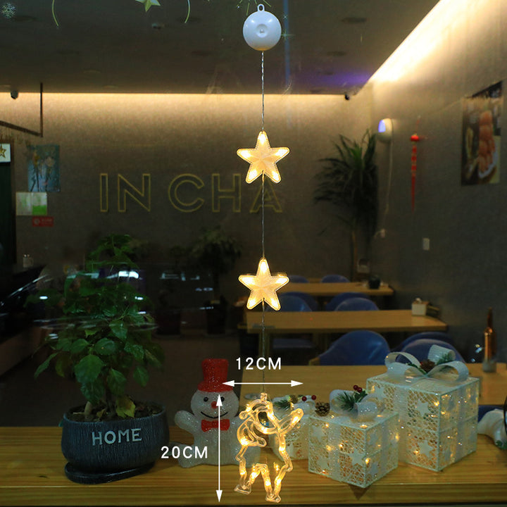 Christmas 3pcs LED Light Star Xmas Tree Hanging Sucker Lamp Window Ornaments Decoration For Home Xmas Navidad New Year Decor Christmas Decorations by 253444