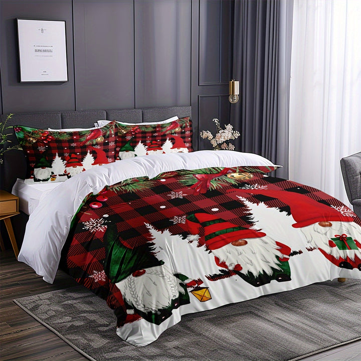 Conjunto Cama Natal Três Peças Capa Edredão Impressão