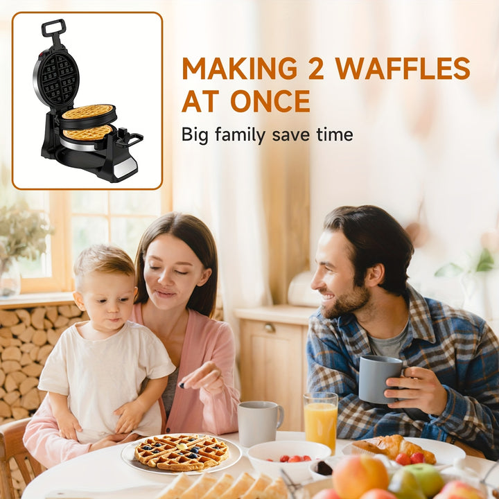 Máquina de Waffles Belgas Dobrável 180 Graus 1400W 8 Porções