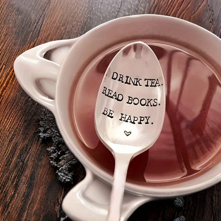 Caneca De Aço Inoxidável Gravada Beba Chá Leitores Feliz