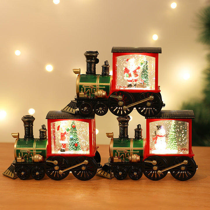 New Christmas Decoration Santa Claus Water Injection Brush Gold Train Decoration Small Night Lamp Christmas Gift by 253444